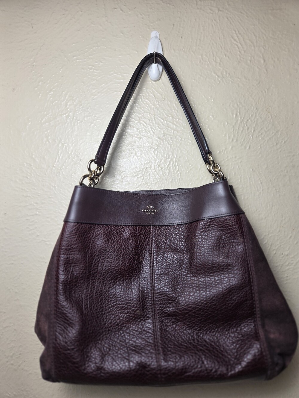 Coach Lexi Oxblood Hand Bag Purse Burgundy Leather Suede f13940